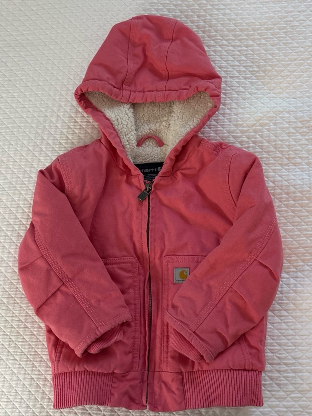 Carhartt Cream Sherpa-Lined Jacket with Pink Accents